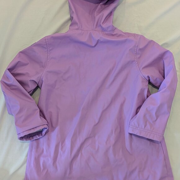 Hatley Girls Lilac Rain Jacket Sz 5 Waterproof Button-Up Fleece Lined Gray White - Picture 4 of 8